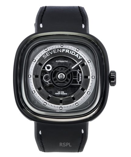 Sevenfriday T-Series NFC Enabled Leather Strap Black Skeleton Dial Automatic T1/04 SF-T1-04 Men's Watch