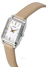 Seiko Analog Leather Strap Beige Dial Quartz SWR089P1 Women's Watch