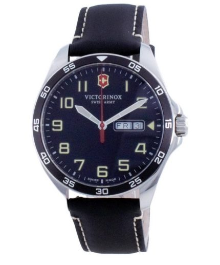 Refurbished Victorinox Fieldforce Leather Black Dial Quartz 241846 100M Men's Watch