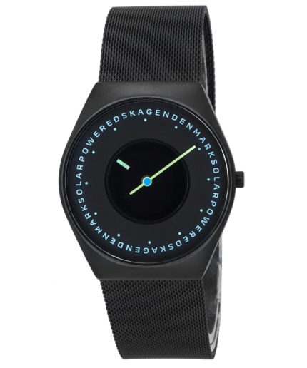 Refurbished Skagen Grenen Solar Halo Midnight Stainless Steel Mesh Black Dial SKW6874 Men's Watch