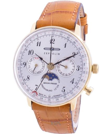 Refurbished Zeppelin Hindenburg LZ129 Moon Phase White Dial Quartz 70391 Women's Watch