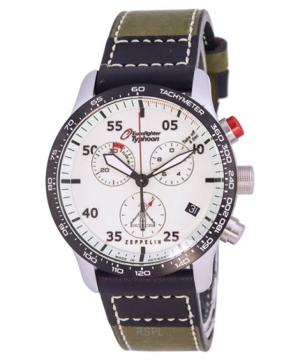 Refurbished Zeppelin Eurofighter Chronograph Leather Strap Beige Dial Quartz 72985 100M Men's Watch