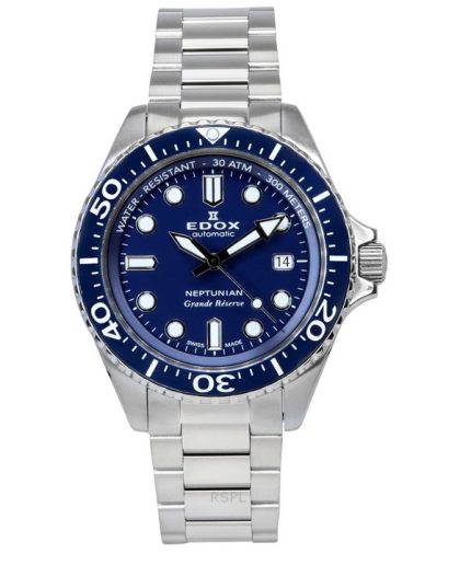 Edox Neptunian Grande Reserve Blue Dial Automatic Diver's 80801 3BUM BUIN 300M Men's Watch