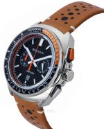 Bulova Racer Chronograph Leather Strap Black Dial Quartz 98B427 100M Mens Watch