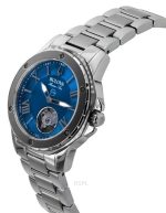 Bulova Marine Star Stainless Steel Open Heart Blue Dial Automatic 98L317 100M Womens Watch