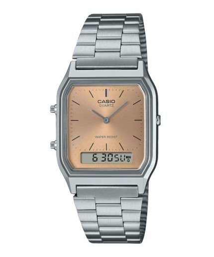 Casio Vintage Analog Digital Light Copper Dial Dual time Quartz AQ-230A-4AMQY Unisex Watch