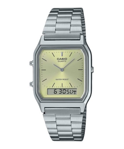 Casio Vintage Analog Digital Light Champagne Dial Quartz AQ-230A-9AMQY Unisex Watch