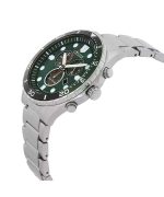 Citizen Eco-Drive Chronograph GMT Stainless Steel Green Dial AT2561-81X 100M Mens Watch