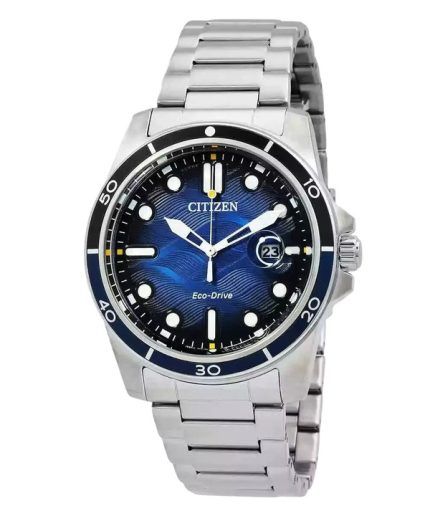 Citizen Marine Stainless Steel Blue Dial Eco-Drive AW1810-85L 100M Mens Watch