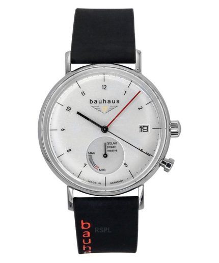 Bauhaus Classic Black Leather Strap White Dial Solar 21121 Men's Watch