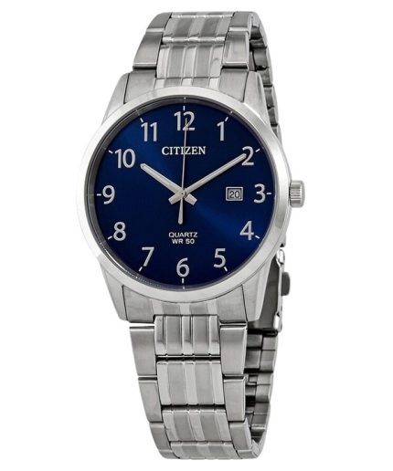 Citizen Stainless Steel Blue Dial Quartz BI5000-52L Mens Watch