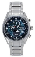 Citizen Radio Controlled Moon Phase Super Titanium Green Dial Eco-Drive BY1010-81X 100M Mens Watch