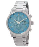 Citizen Chronograph Stainless Steel Blue Dial Eco-Drive CA0748-80L 100M Mens Watch