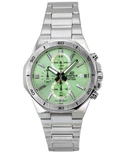 Casio Edifice Standard Chronograph Analog Stainless Steel Green Dial Quartz EFV-640D-3AV 100M Men's Watch