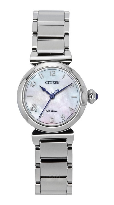 Citizen L Mae Diamond Accents Stainless Steel Mother Of Pearl Dial Eco-Drive EM1130-83D Womens Watch