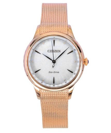 Citizen L Rose Gold Tone Stainless Steel White Dial Eco-Drive EM1153-88A Women's Watch