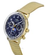 Zeppelin LZ 129 Hindenburg Moon Phase Gold Tone Stainless Steel Blue Dial Quartz 7039M2 Men's Watch