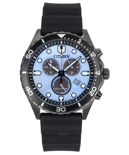 Citizen Eco-Drive Chronograph Polyurethane Strap Blue Dial AT2567-18L 100M Men's Watch