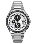 Citizen Eco-Drive Radio Controlled GMT Chronograph Super Titanium Silver Dial AT8238-84A 100M Men's Watch