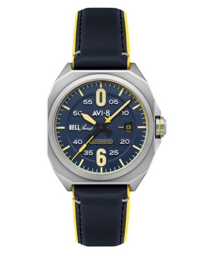 AVI-8 Bell X-1 Machbuster Automatic Catalina Blue Leather Strap Blue Dial AV-4115-03 Men's Watch