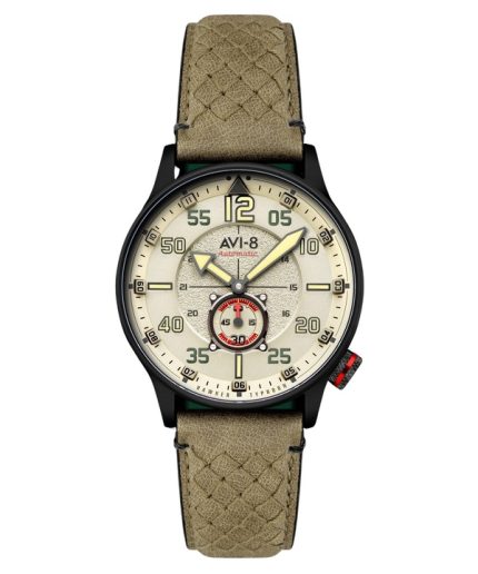 AVI-8 Hawker Typhoon Baldwin Automatic Leather Strap Dark Khaki Dial AV-4119-04 Men's Watch