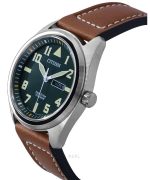 Citizen Eco-Drive Super Titanium Leather Strap Green Dial BM8560-11X 100M Men's Watch