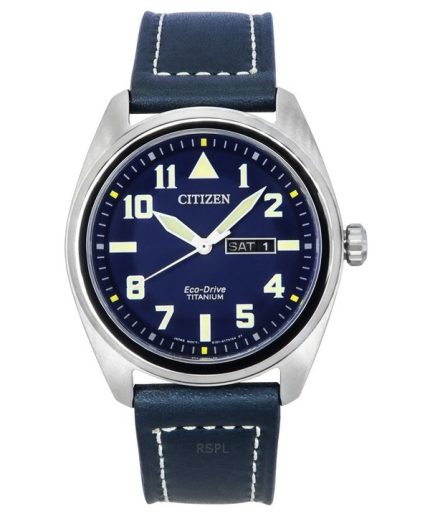 Citizen Eco-Drive Super Titanium Blue Leather Strap Blue Dial BM8560-45L 100M Men's Watch