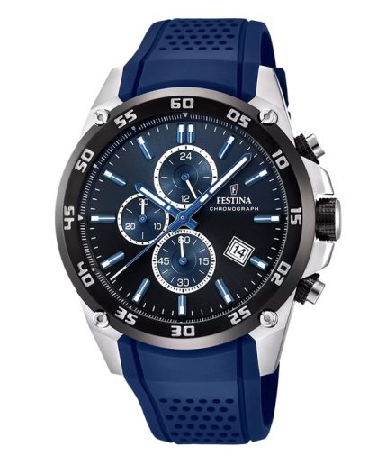 Festina The Originals Chronograph Rubber Strap Blue Dial Quartz F20330-A 100M Men's Watch