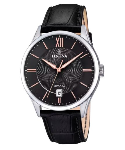 Festina Classics Leather Strap Black Dial Quartz F20426-6 Men's Watch