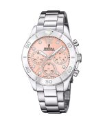 Festina Boyfriend Chronograph Crystal Accents Pink Dial Quartz F20603-7 100M Women's Watch