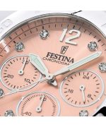 Festina Boyfriend Chronograph Crystal Accents Pink Dial Quartz F20603-7 100M Women's Watch