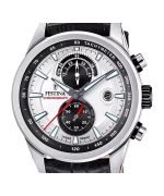 Festina Timeless Chronograph Leather Strap Silver Dial Quartz F20695-1 100M Men's Watch