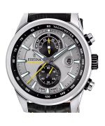 Festina Timeless Chronograph Leather Strap Grey Dial Quartz F20695-4 100M Men's Watch