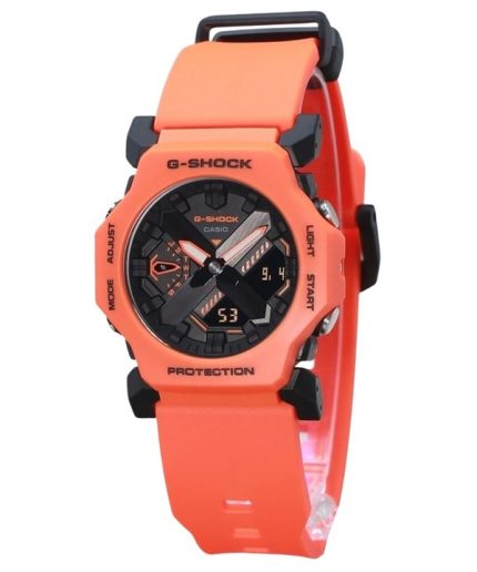 Casio G-Shock Analog Digital Bio-Based Orange Resin Strap Black Dial Quartz GA-2300FL-4A 200M Men's Watch