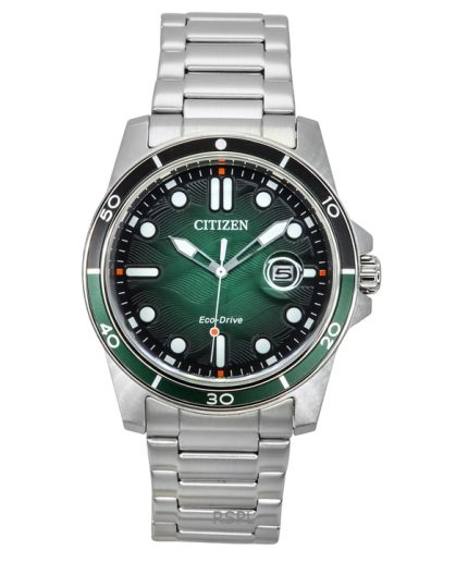 Citizen Marine Eco-Drive Stainless Steel Green Dial AW1811-82X 100M Men's Watch