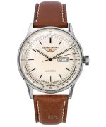 Bauhaus Aviation Leather Strap Beige Dial Automatic 23665 100M Men's Watch