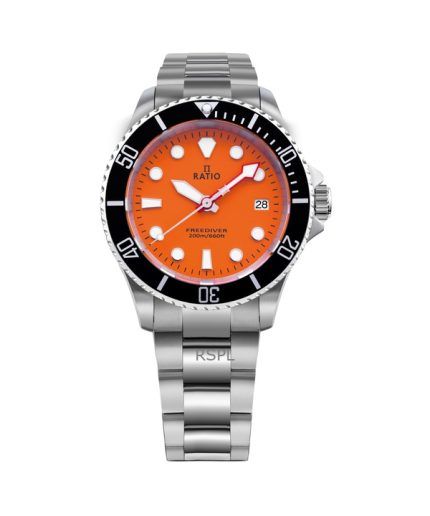 Ratio FreeDiver Sapphire Stainless Steel Orange Dial Quartz RTF035 200M Men's Watch