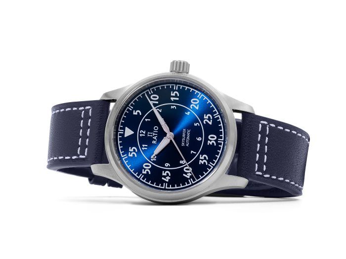 Ratio Skysurfer Pilot Blue Sunray Dial Leather Automatic RTS318 200M Mens Watch