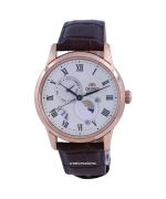 Refurbished Orient Classic Leather Strap Sun And Moon Champagne Dial Automatic RA-AK0007S10B Men's Watch