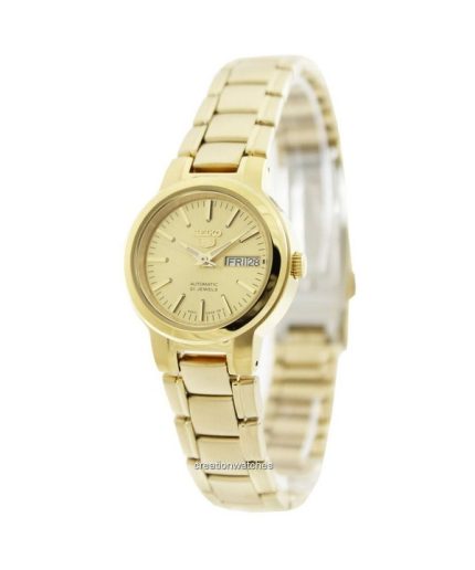 Refurbished Seiko 5 Gold Tone Stainless Steel Gold Tone Dial Automatic SYME46K1 Women's Watch