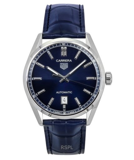 Tag Heuer Carrera Date Leather Strap Blue Dial Automatic WBN2112.FC6504 100M Men's Watch