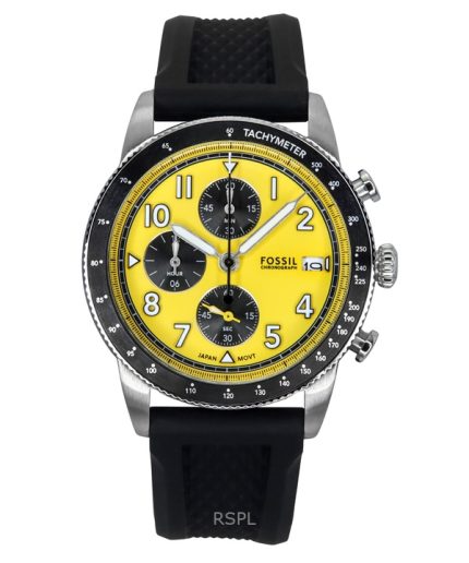 Fossil Sport Tourer Chronograph Silicone Strap Yellow Dial Quartz FS6044 Men's Watch